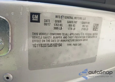 2018 Chevrolet Corvette Stingray from USA, damaged, VIN 1G1YB2D73J5102194